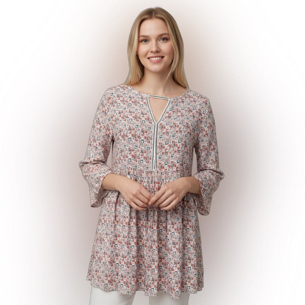 Maternity Kori America Long Bell Sleeve Ladder Lace Dress M